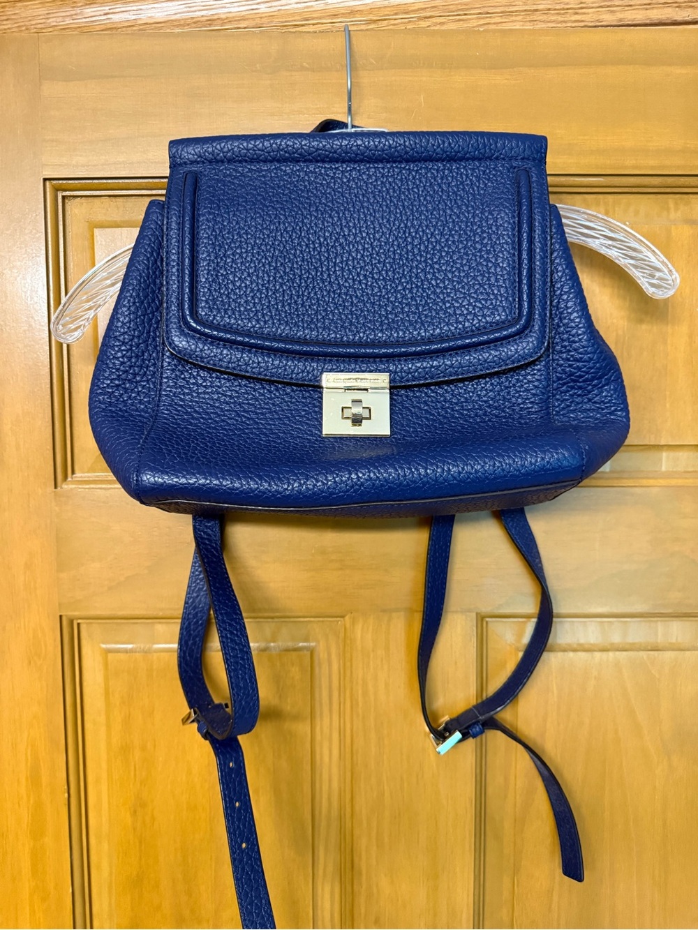 kate spade Jamison Everett Way blue Pebbled Leather Backpack with Turn-Lock